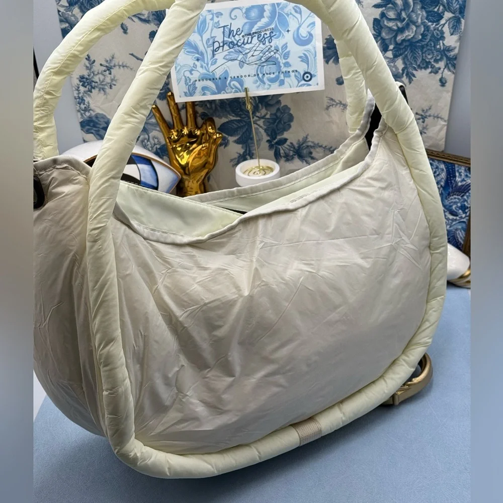 🆕 HUNTER 🧿 NWOT Large Framed Puffer Bag, White *MISSING CROSSBODY STRAP*
